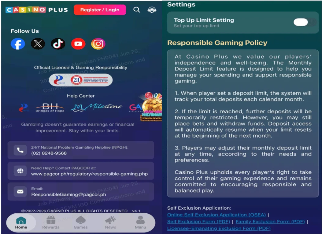 JLJL6 Player Protection Limits and Account Control Interface